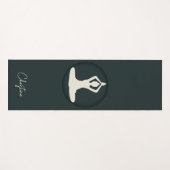 ダークグリーンクリームヨガポーズと名前をカスタムする ヨガマット (正面(横))