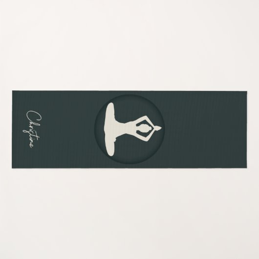 ダークグリーンクリームヨガポーズと名前をカスタムする ヨガマット (正面(横))