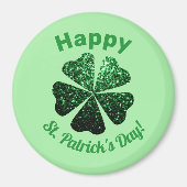 ダークグリーングリッタースパークルシャムロックセントパトリックの日 マグネット (正面)
