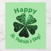 ダークグリーングリッタースパークルシャムロックセントパトリックの日 ワインラベル (シングルラベル)