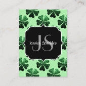 ダークグリーングリッタースパークルシャムロックモノグラム 名刺 (裏面)