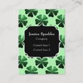 ダークグリーングリッタースパークルシャムロックモノグラム 名刺 (正面)