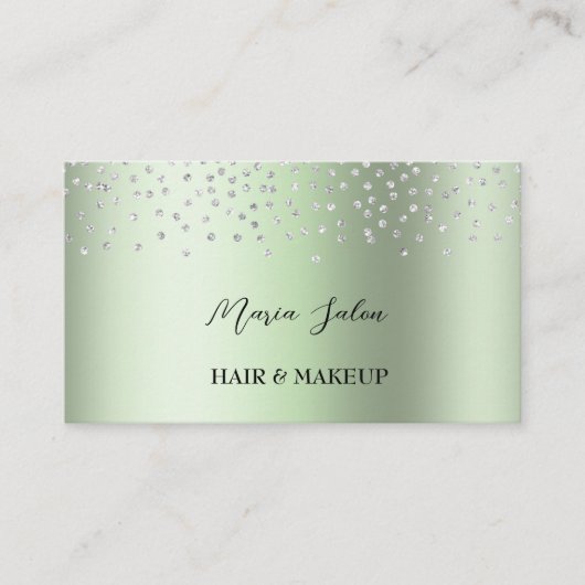 ダークグリーングリッター銀水彩名刺 名刺 (正面)