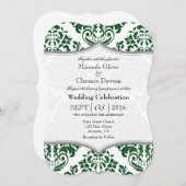 ダークグリーングレーダマスクブラケットウェディング招待 招待状 (正面/裏面)