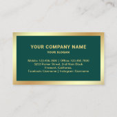 ダークグリーンゴールドフォイル実在エステートフォト不動産仲介業者 名刺 (裏面)