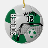 ダークグリーンサッカー⚽ボール2 – パーソナライズ セラミックオーナメント (正面)