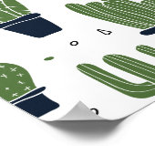 ダークグリーンサボスデザートパターン誕生日へようこそ ポスター (角)