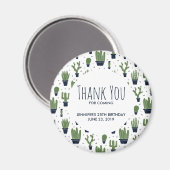 ダークグリーンサボテンのパターン素朴誕生日 マグネット (正面/裏面)