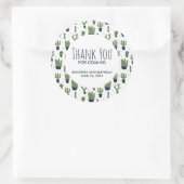 ダークグリーンサボテン柄誕生日ありがとう ラウンドシール (バッグ)