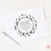 ダークグリーンサボテン砂漠パターンキャンドルソープ香り ラウンドシール (封筒)