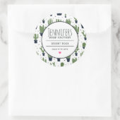 ダークグリーンサボテン砂漠パターンキャンドルソープ香り ラウンドシール (バッグ)