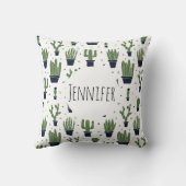 ダークグリーンサボテン砂漠パターン クッション (裏面)