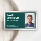 ダークグリーンシルバーフォイル実在エステート不動産仲介業者写真 名刺