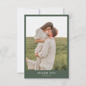 ダークグリーンシンプルクラス2フォト結婚ズ サンキューカード (正面)