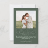 ダークグリーンシンプルクラス2フォト結婚ズ サンキューカード (裏面)