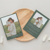 ダークグリーンシンプルクラス2フォト結婚ズ サンキューカード