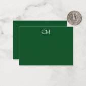 ダークグリーンシンプルモノグラム ノートカード (正面/裏面インサイチュ)