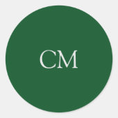 ダークグリーンシンプルモノグラム ラウンドシール (正面)