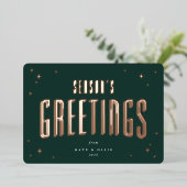 ダークグリーンシーズンズグリーティングレトロスターズフラット 箔シーズンカード (立ち正面)