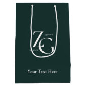 ダークグリーンスタイリッシュミニマモダンリストビジネス ミディアムペーパーバッグ (裏面)