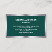 ダークグリーンスチールモーターバイクバイク整備士 名刺 (裏面)