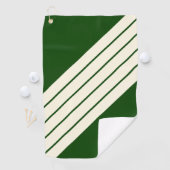 ダークグリーンストライプのベージュ80sクラシックレトロストライプ ゴルフタオル (インサイチュ)