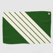 ダークグリーンストライプのベージュ80sクラシックレトロストライプ ゴルフタオル (横)