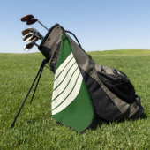 ダークグリーンストライプのベージュ80sクラシックレトロストライプ ゴルフタオル (グリーン)