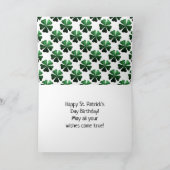 ダークグリーンスパークルスシャムロックSt patricks誕生日 カード (内部)