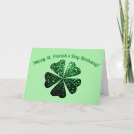 ダークグリーンスパークルスシャムロックSt patricks誕生日 カード