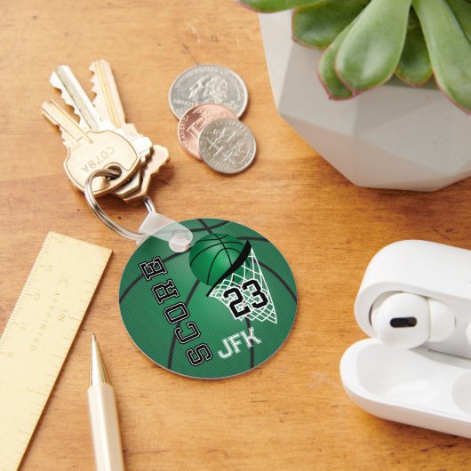 ダークグリーンスポーツバスケットボール | DIY文字 キーホルダー (デスク)