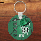 ダークグリーンスポーツバスケットボール | DIY文字 キーホルダー (正面)