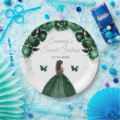 ダークグリーンダークスキンプリンセスSweet sixteen ペーパープレート (パーティー)