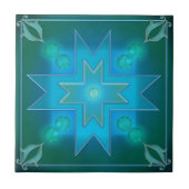 ダークグリーンティール（緑がかった色）幾何学的キッチンまたは浴室タイル タイル (正面)