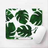 ダークグリーントロピカルパーム葉ズサマーアイランドシック マウスパッド (マウス)