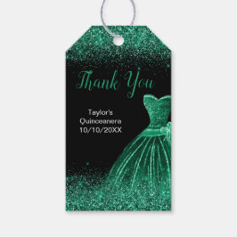 ダークグリーンドレスフェイクグリッターキンセアニェラ ギフトタグ