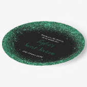 ダークグリーンドレスフェイクグリッタースウィート16誕生日 ペーパープレート (アングル)