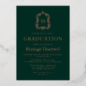 ダークグリーンバラ金ゴールドクレスト卒業パーティー 箔招待状 (正面)