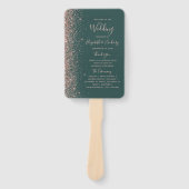 ダークグリーンバラ金ゴールドグリッターエッジ結婚式 プログラム ハンドファン (正面)