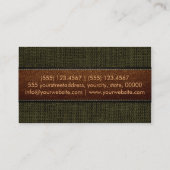 ダークグリーンバーラップリネン素朴ジュートルックレザー 名刺 (裏面)