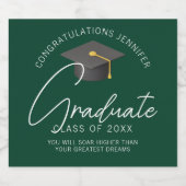 ダークグリーンパーソナライズされた卒業会 スパークリングワインラベル (シングルラベル)