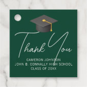 ダークグリーンパーソナライズされた卒業会 フェイバータグ (正面)