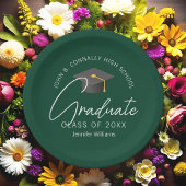 ダークグリーンパーソナライズされた卒業会 ペーパープレート