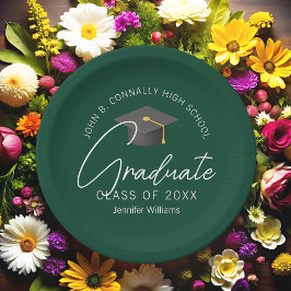 ダークグリーンパーソナライズされた卒業会 ペーパープレート