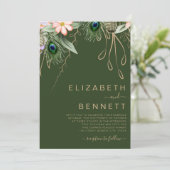 ダークグリーンピーコックフェザー結婚ズ 招待状 (スタンド正面)
