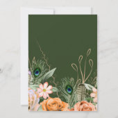 ダークグリーンピーコックフェザー結婚ズ 招待状 (裏面)