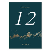 ダークグリーンフェイクとゴールドフォイル山のテーブルカード テーブルナンバー (裏面)