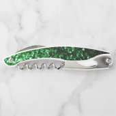 ダークグリーンフェイクグリッタースパークルズモノグラム ソムリエナイフ (裏面)