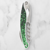 ダークグリーンフェイクグリッタースパークルズモノグラム ソムリエナイフ (裏面)