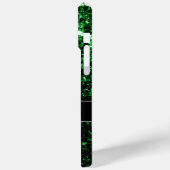 ダークグリーンフェイクグリッタースパークルズモノグラム Case-Mate iPhoneケース (裏面 / 左)